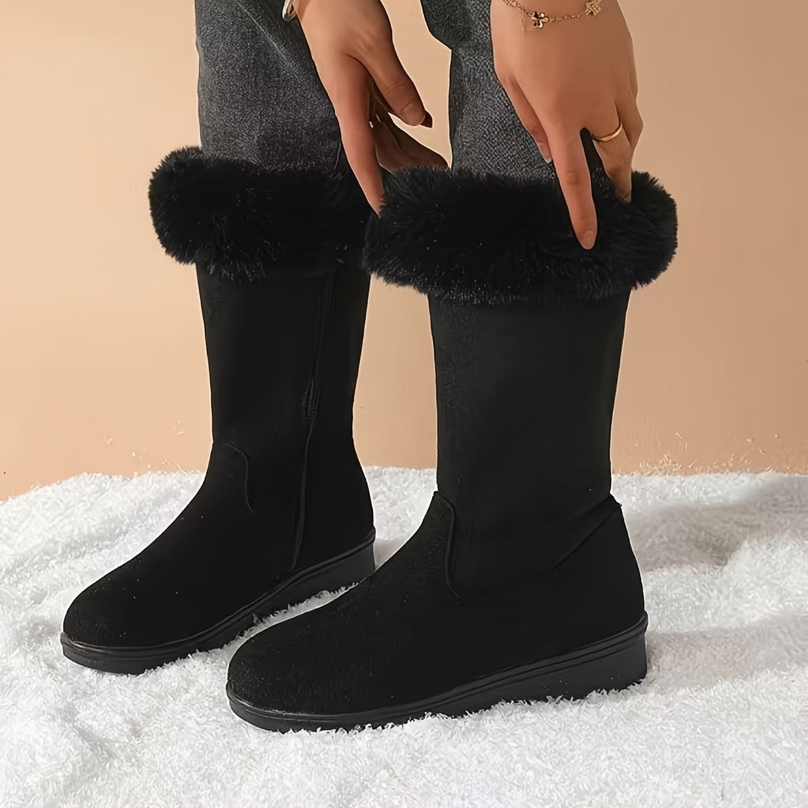 Annalise | Mid-Calf Boots with Luxurious Fur Trim