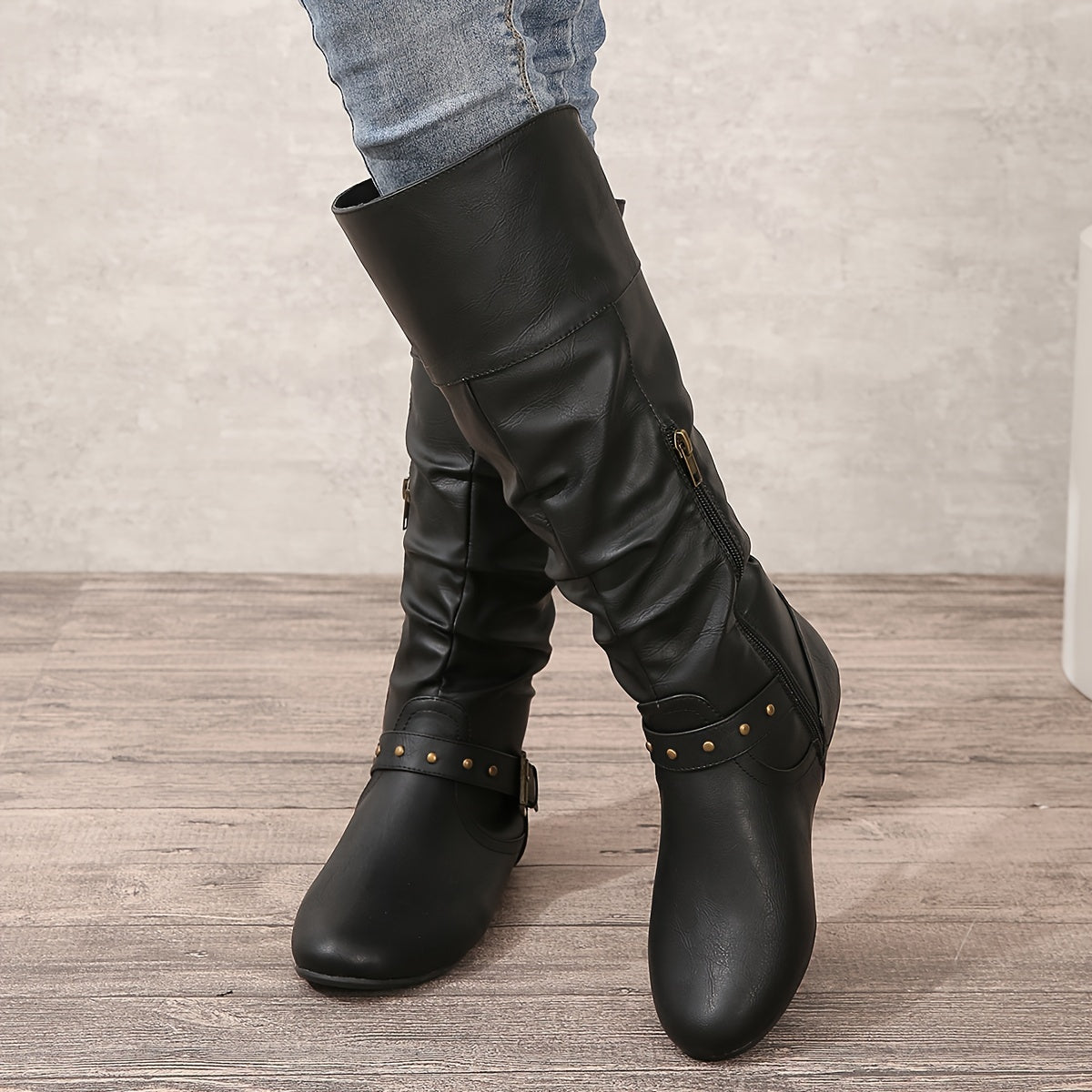 Tara | Tall Slouchy Buckle Boots
