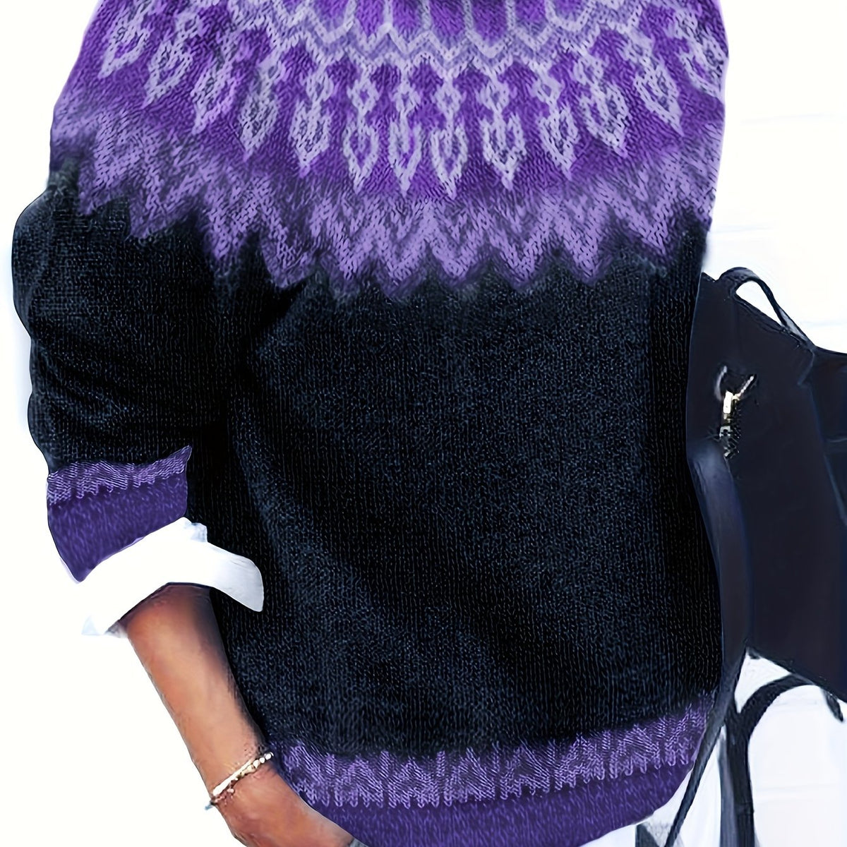 Sylvia | Cozy Chunky Jacquard Round Neck Knit Sweater