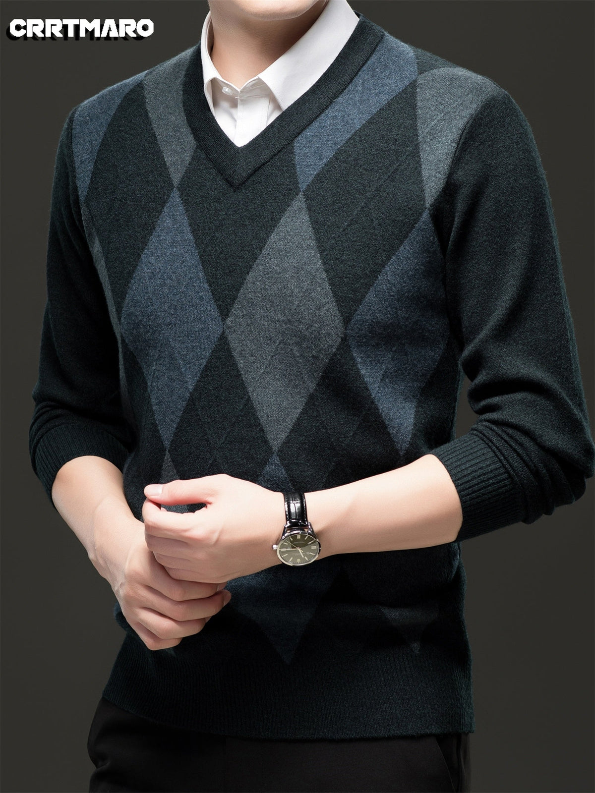Ellis | Argyle V-Neck Sweater