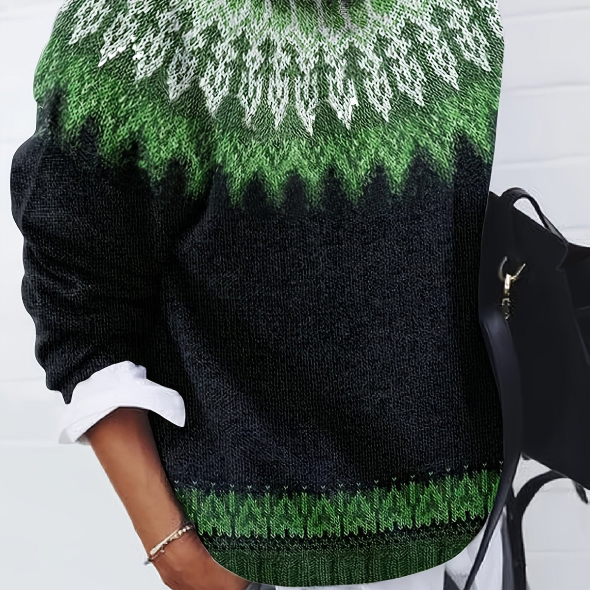 Sylvia | Cozy Chunky Jacquard Round Neck Knit Sweater