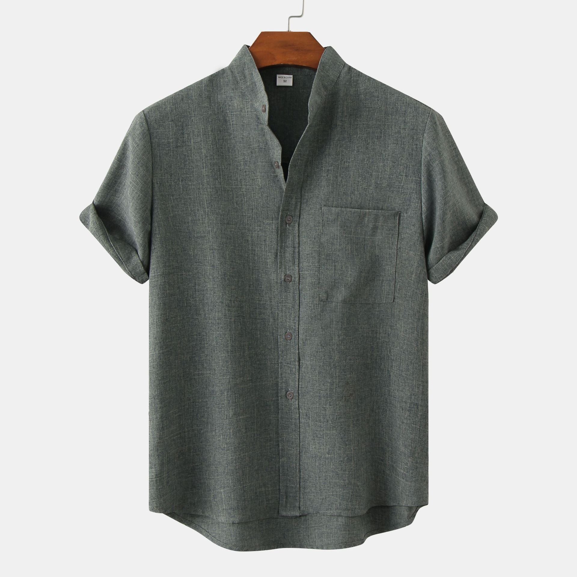 Solid Colour Cotton Button-Up
