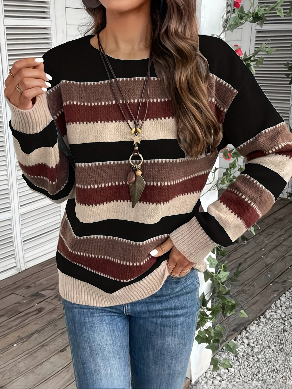 Delphine | Striped Crew Neck Sweater
