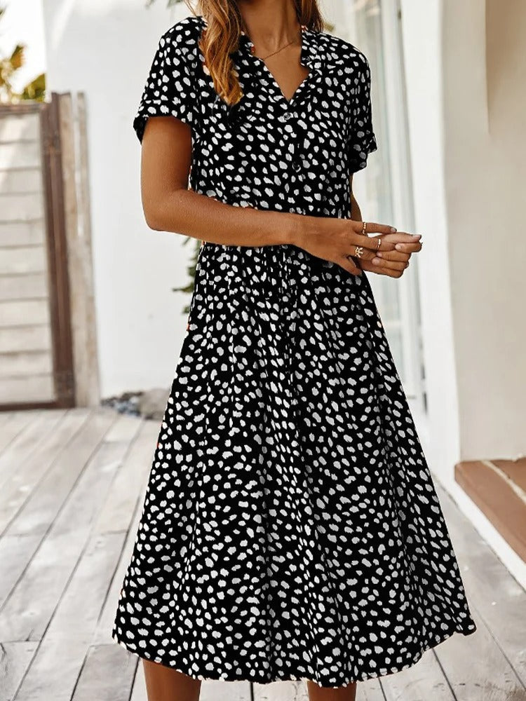 Nomi – Women’s Midi Dress with Adjustable Waist and Summer Print