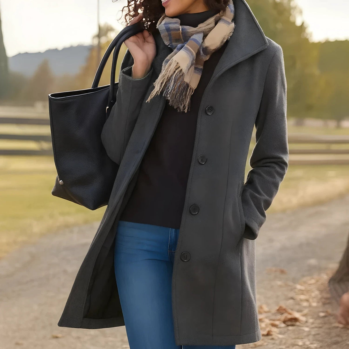 Timeless Women's Coat with Button Fastening