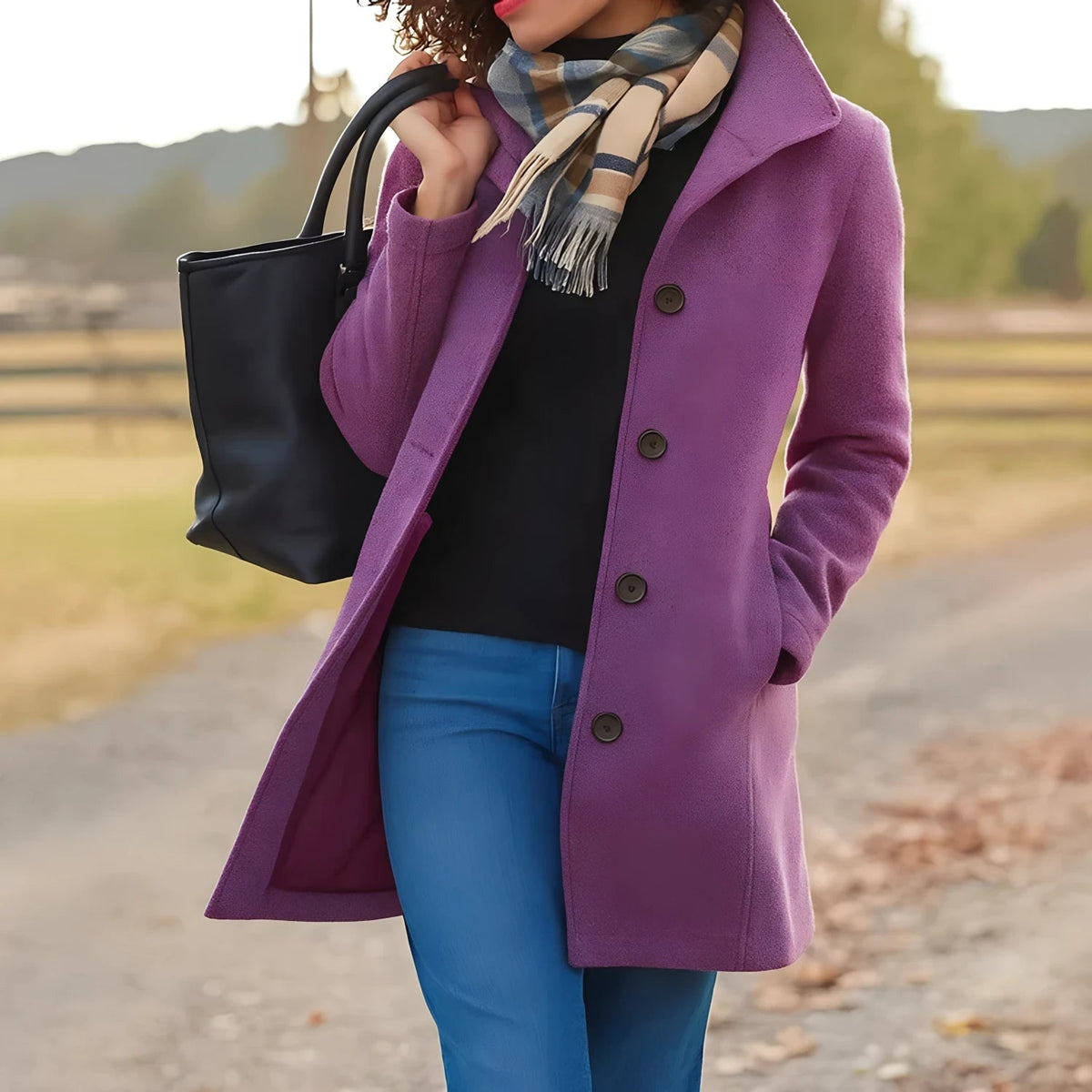 Timeless Women's Coat with Button Fastening