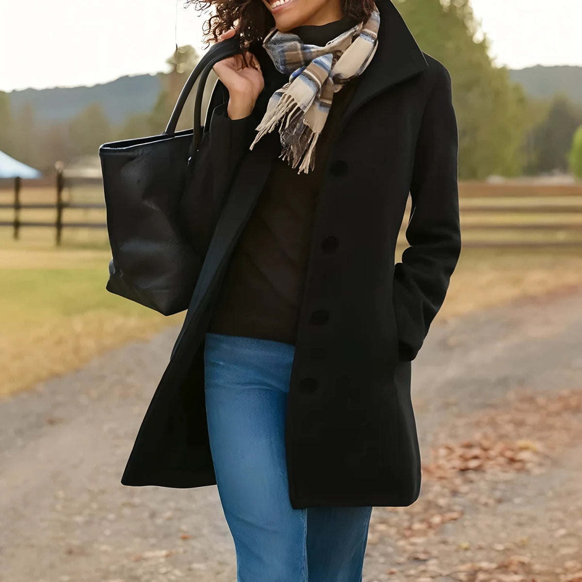 Timeless Women's Coat with Button Fastening