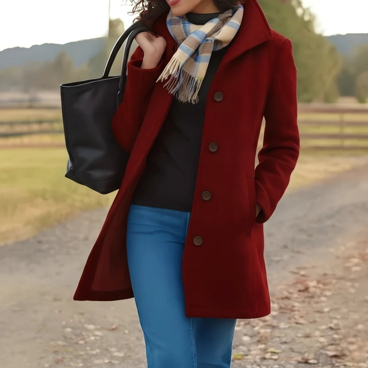 Timeless Women's Coat with Button Fastening