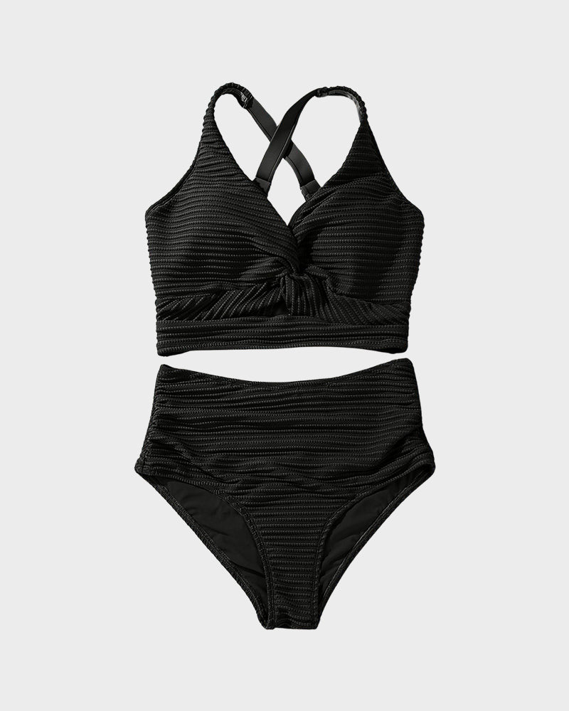 Ribbed High-Waisted Bikini Set for Women