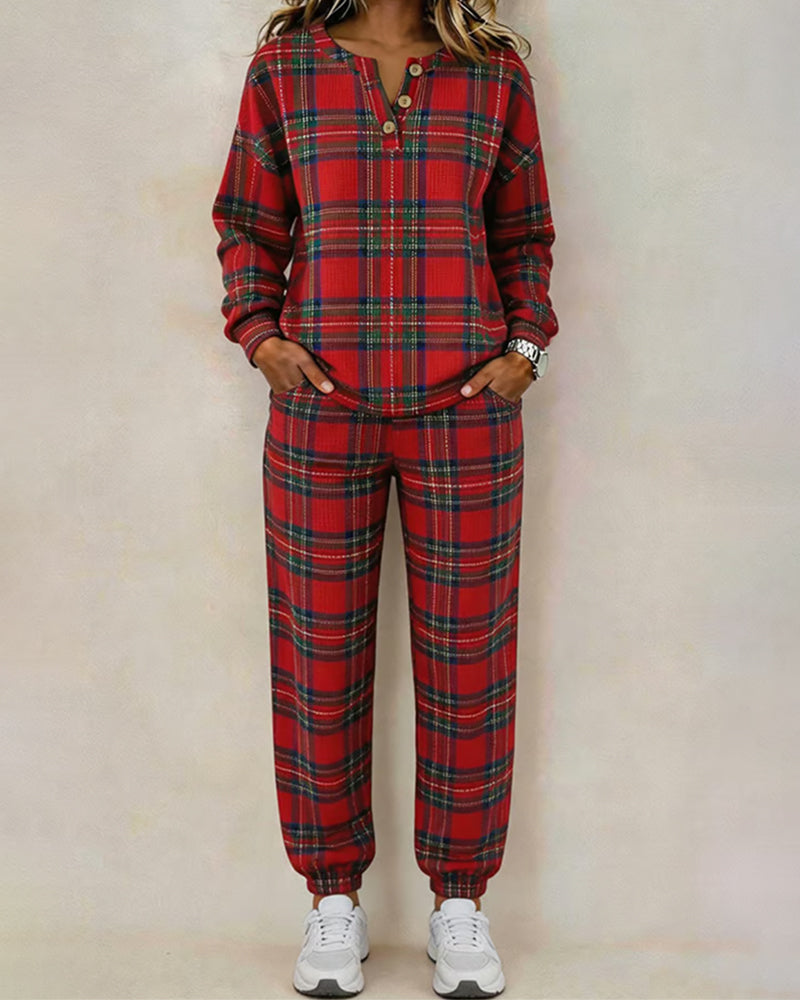 Plaid Relaxed Two-Piece Outfit