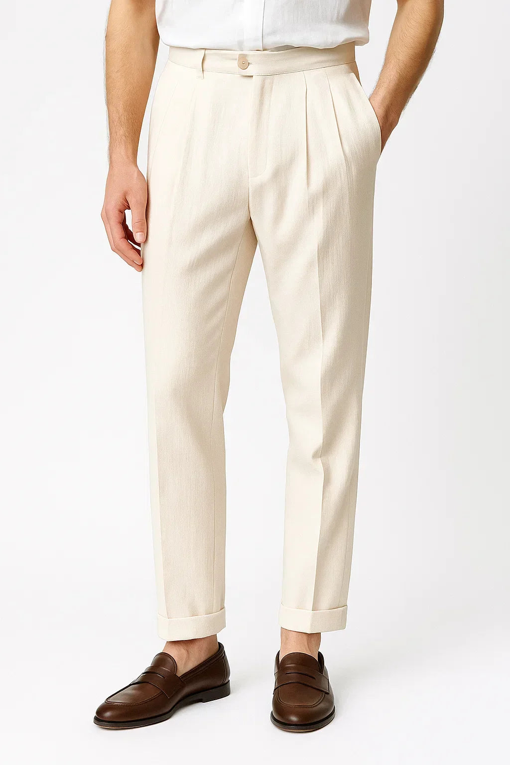 Men's Modern Fit Trousers with Pleats