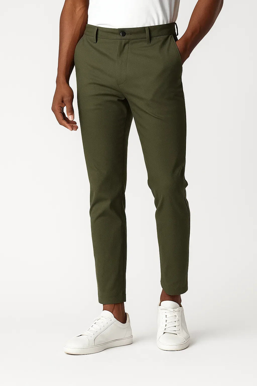 Men's Chino Trousers Khaki Stretch Fabric Modern Fit