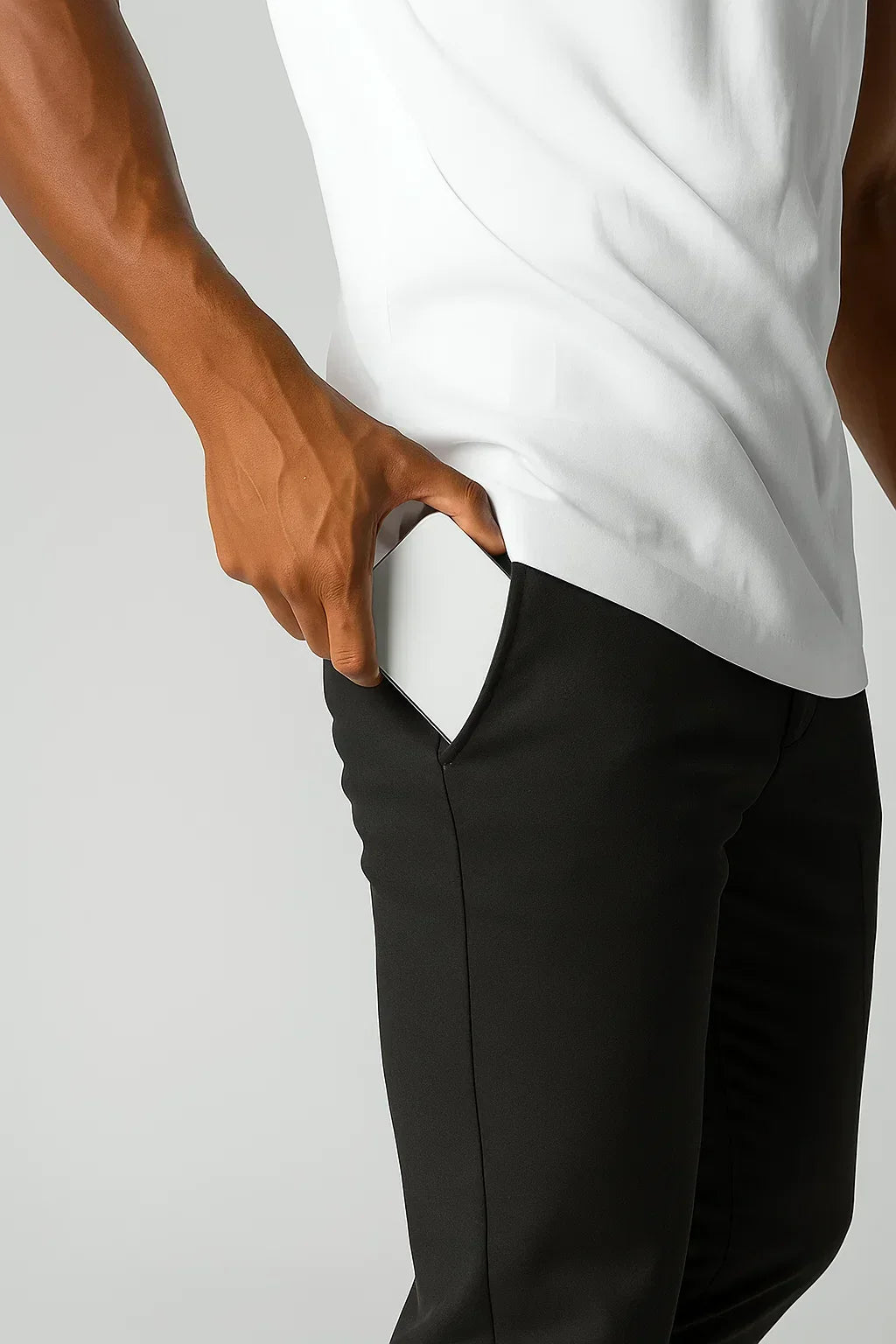 Men's Chino Trousers Khaki Stretch Fabric Modern Fit
