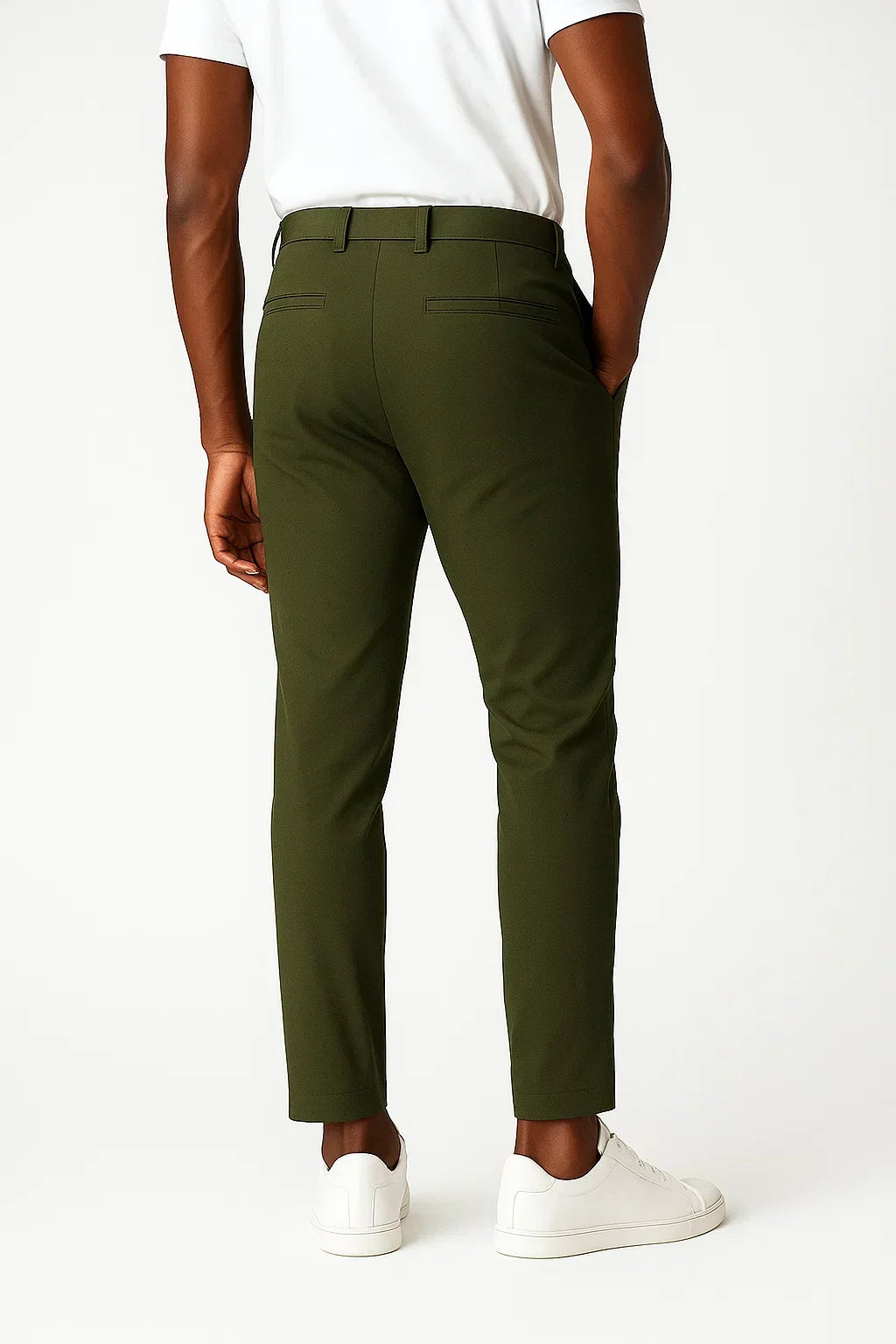 Men's Chino Trousers Khaki Stretch Fabric Modern Fit