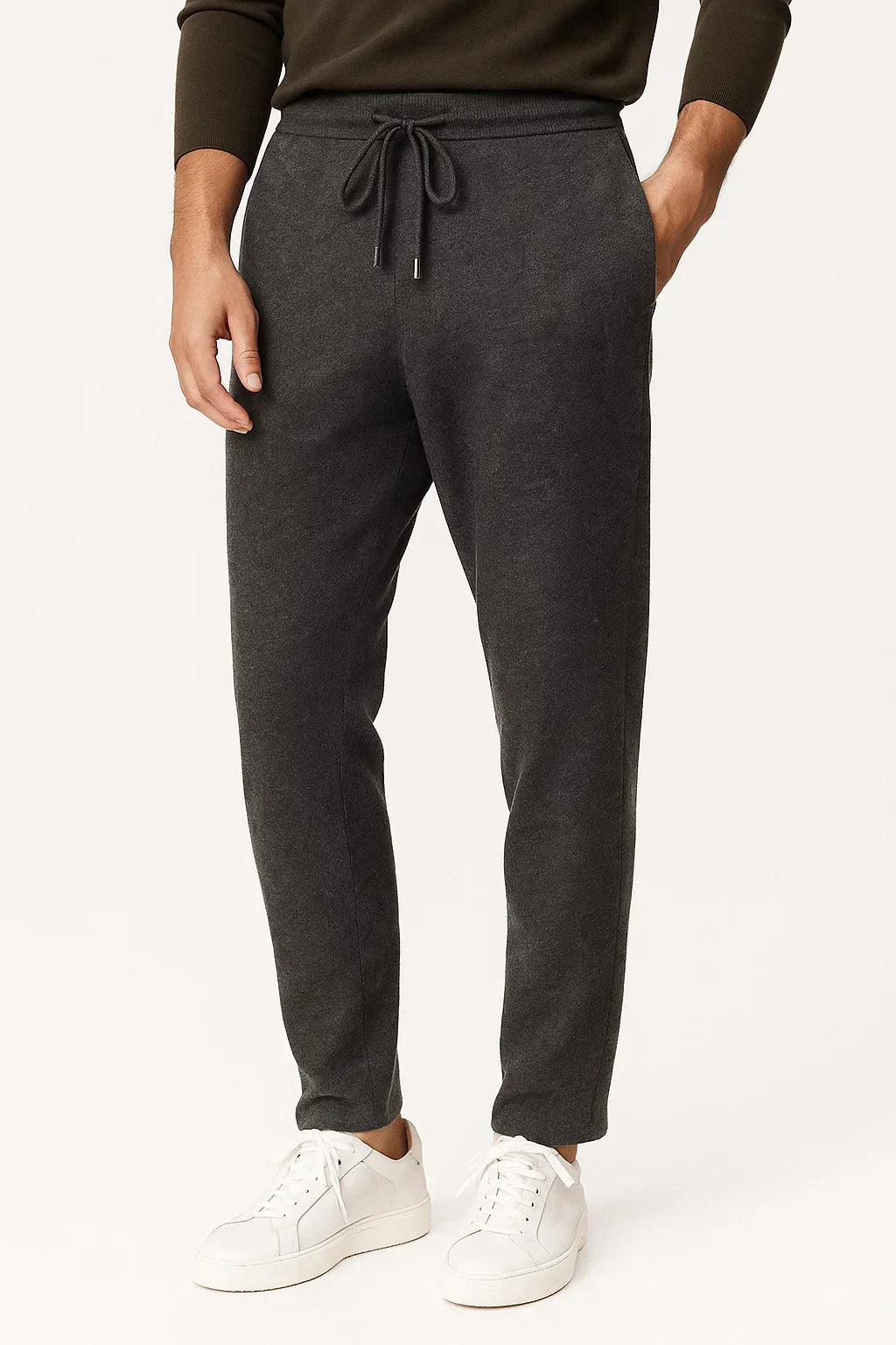 Men's Merino Wool High Waist Thick Casual Warm Trousers