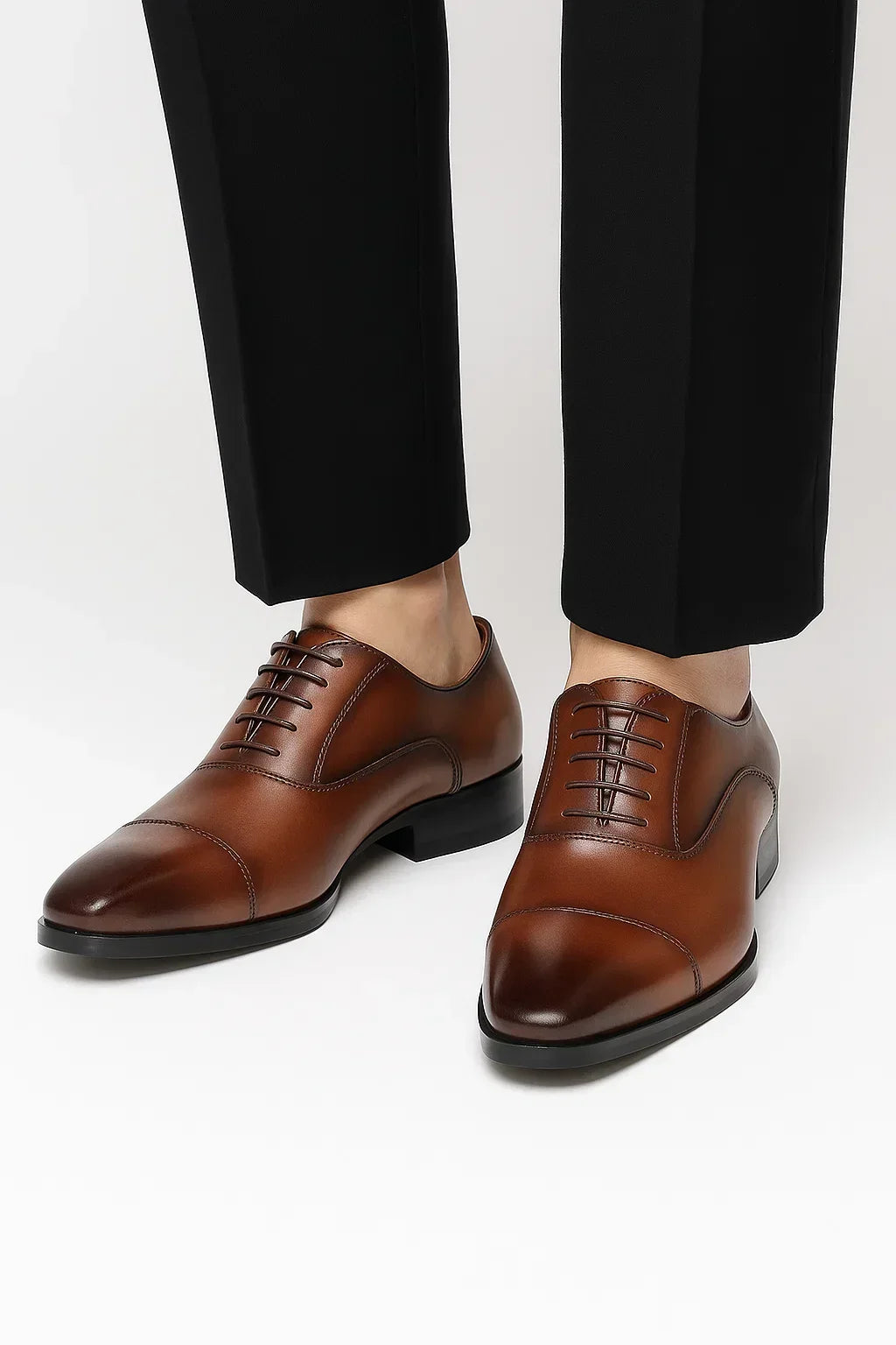 Men's Black Leather Derby Formal Shoes for Business and Weddings