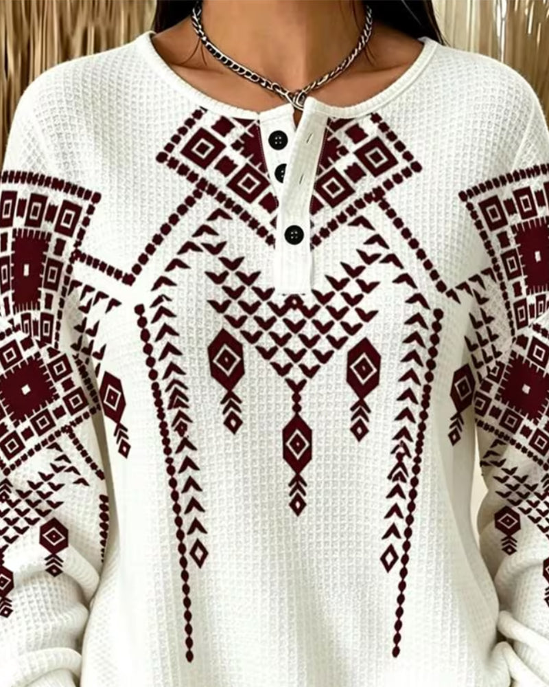 Casual Sweatshirt with Bohemian Print