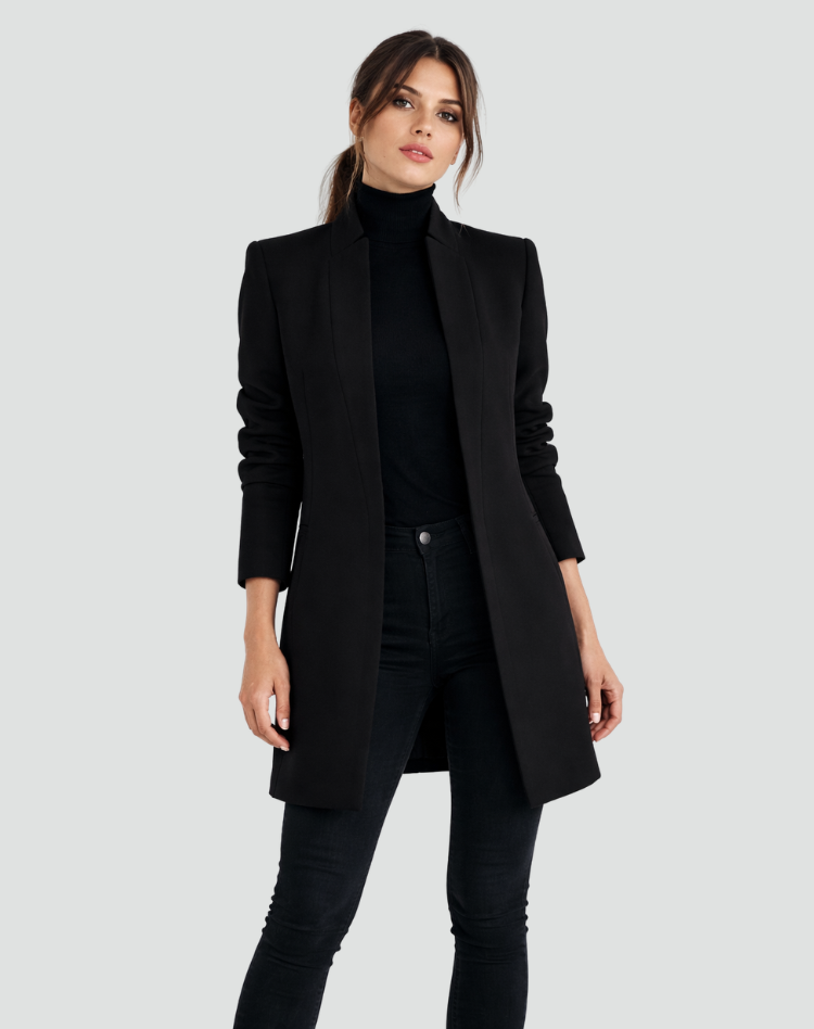 Ladies' Regular Fit Wool Round Neck Classic Coat