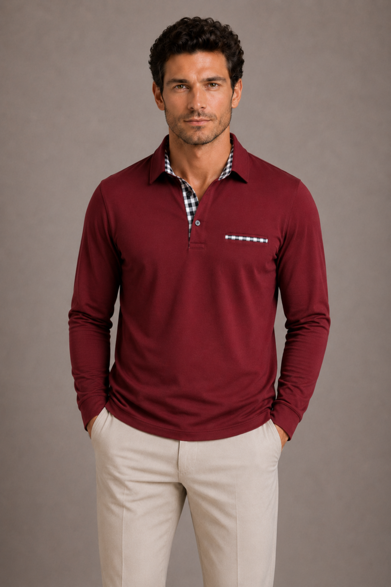 Men's Long Sleeve Polo Refined Casual Style
