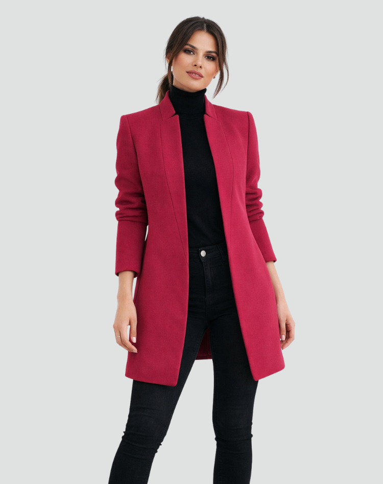 Ladies' Regular Fit Wool Round Neck Classic Coat