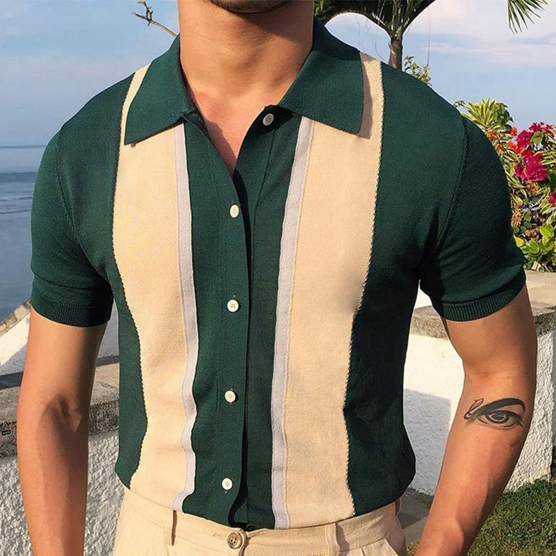 Knitted Striped Polo