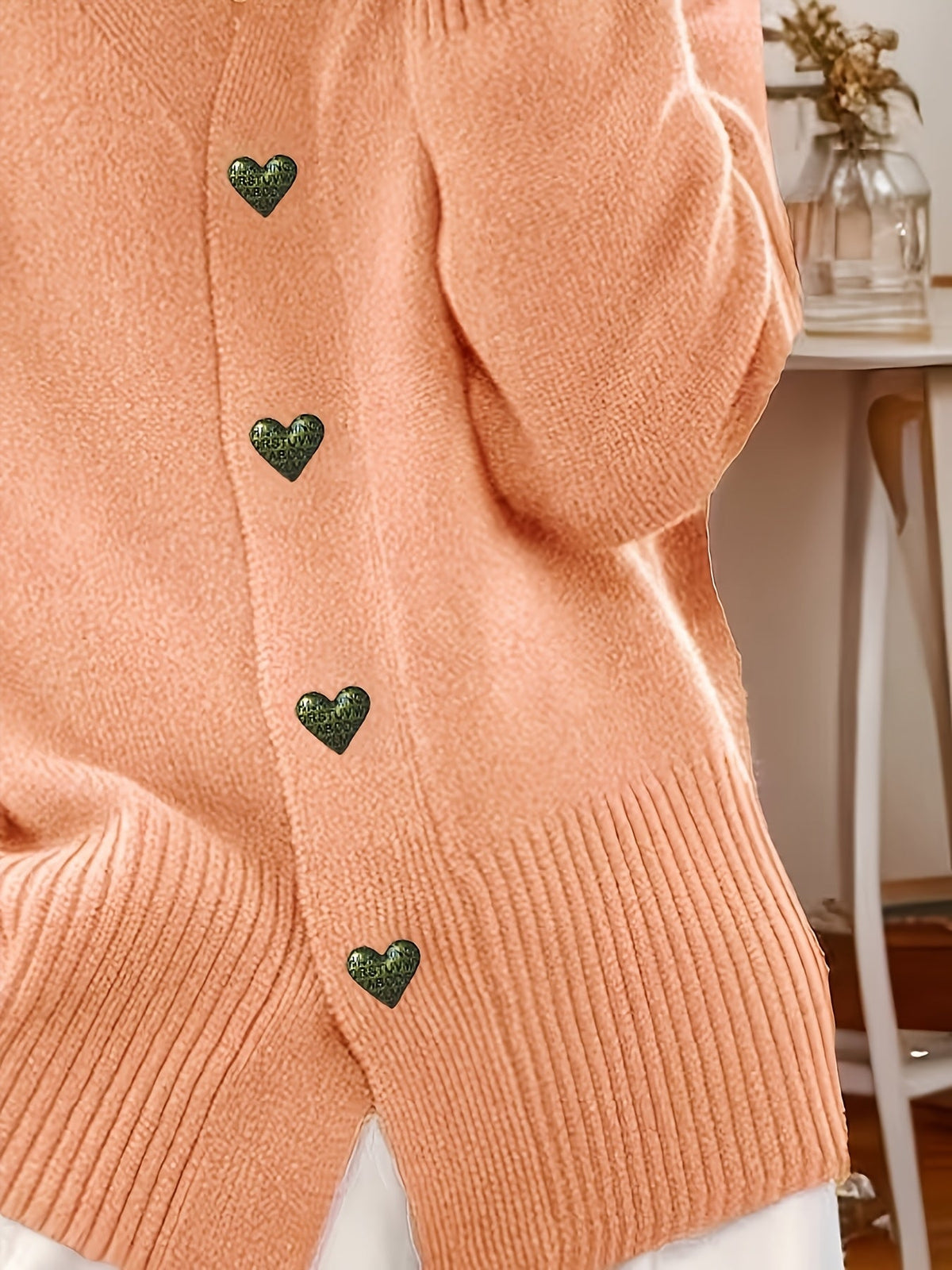 Juliet | V-Neck Cardigan with Heart-Button Detail