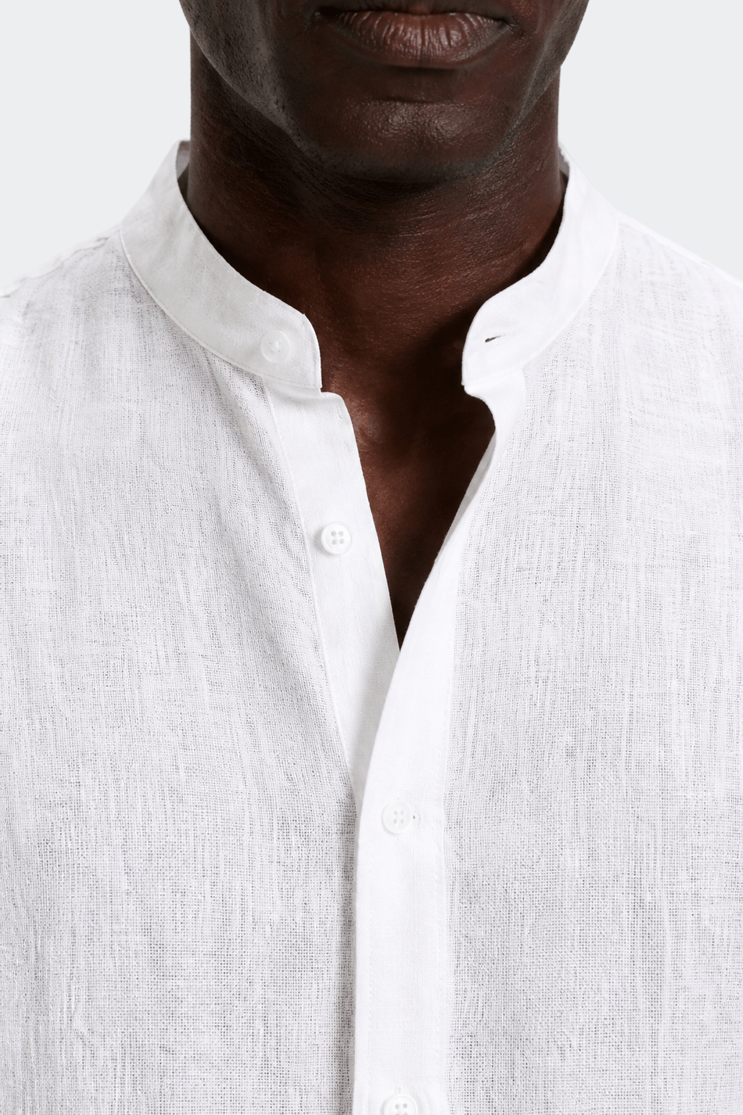 Band Collar Shirt Men Linen Casual Summer