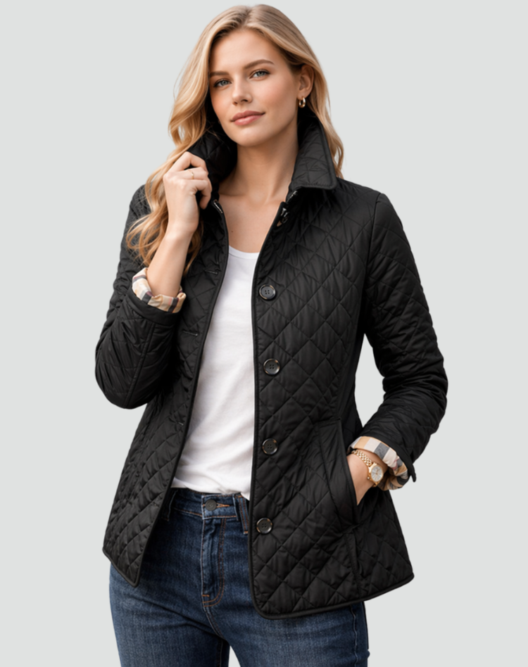 Ladies' Mid-Season Jacket Regular Fit Quilted with Collar and Buttons