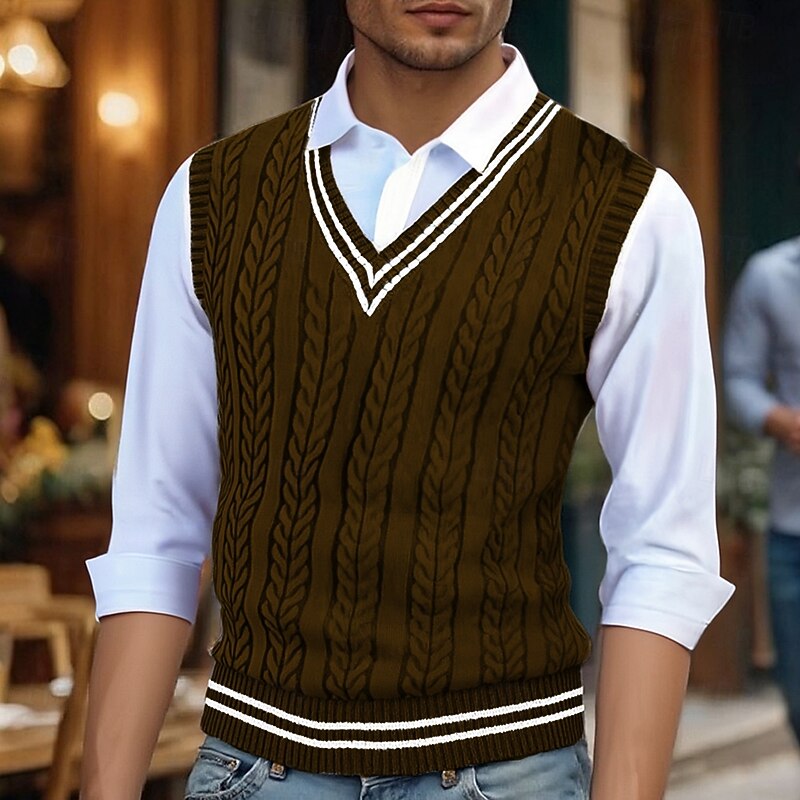 Percy | V-Neck Sweater Vest with Cable Knit Design