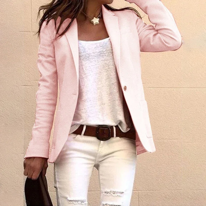 Ladies Blazer with Classic Lapels and Functional Pockets