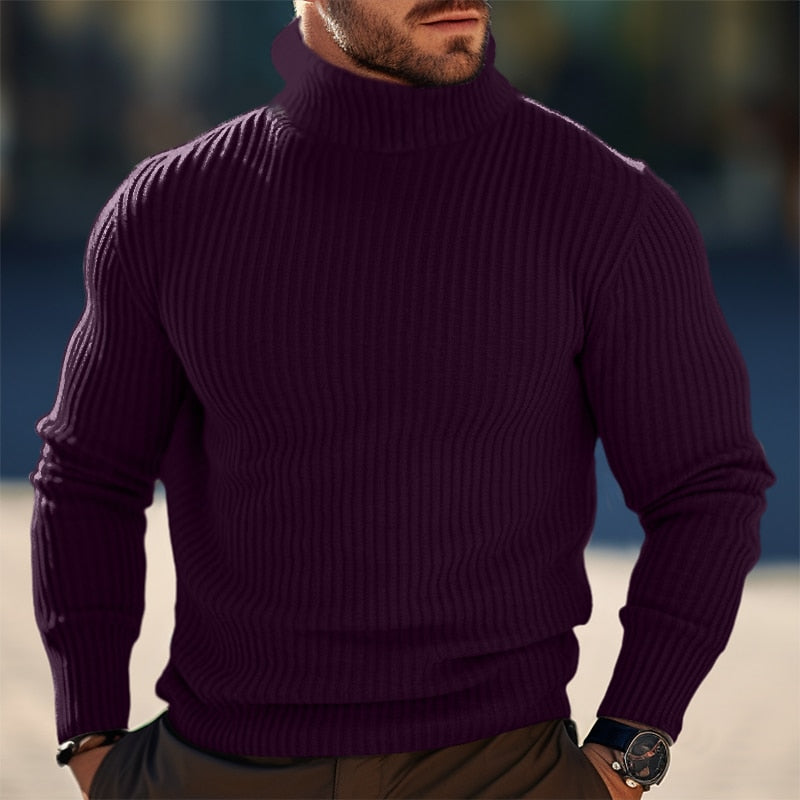 Alaric | Textured Ribbed Turtleneck Knit