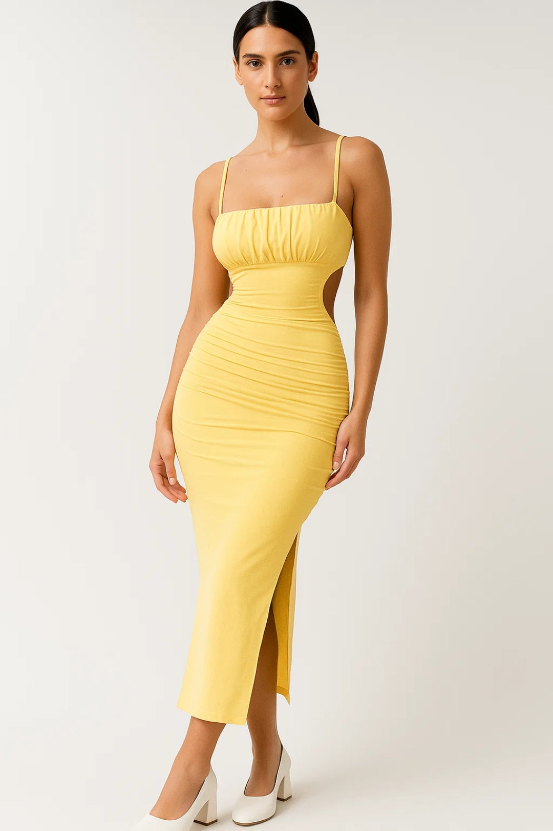 Bodycon Midi Dress for Women Strappy Summer Casual