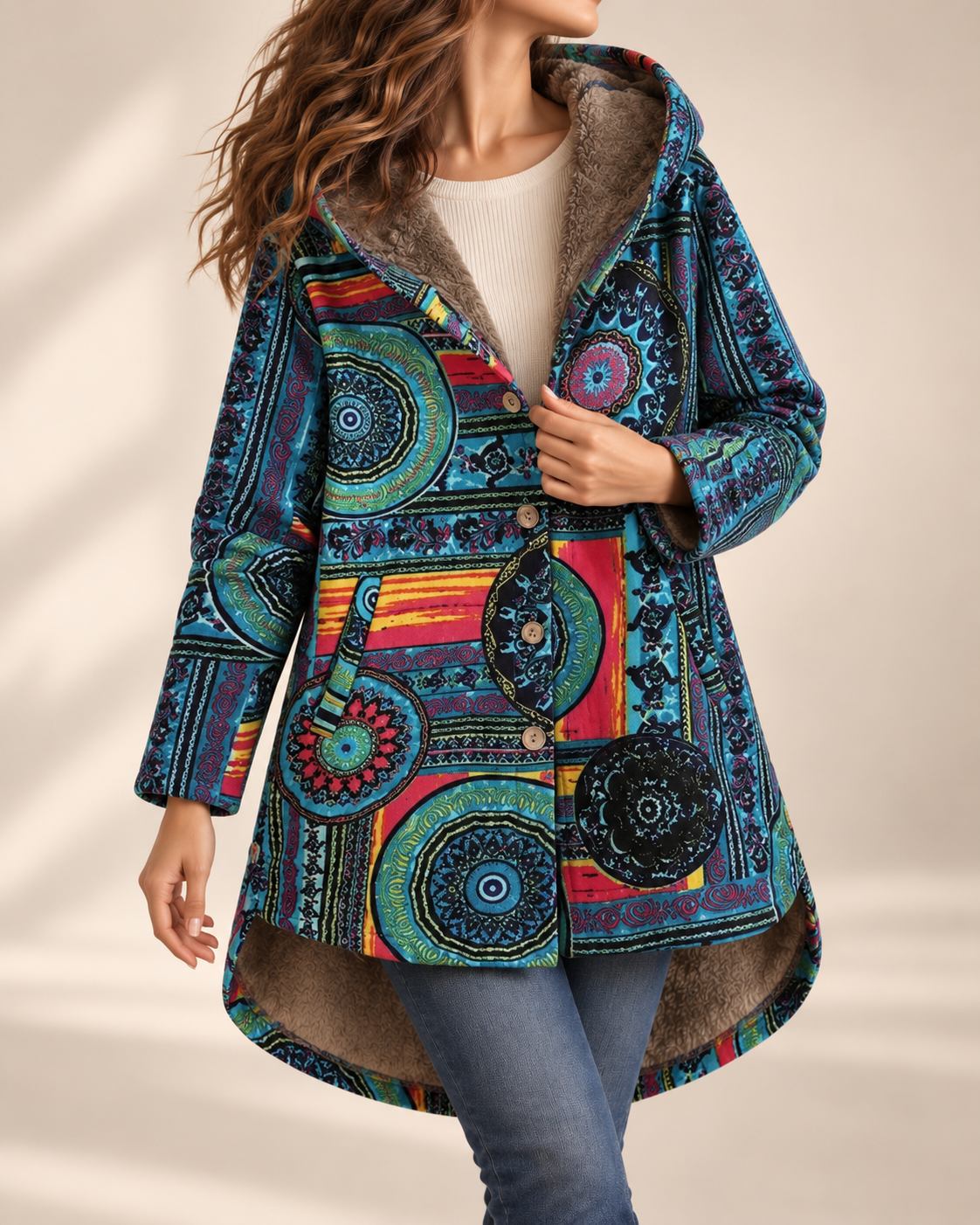 Women's Bohemian Floral Winter Coat