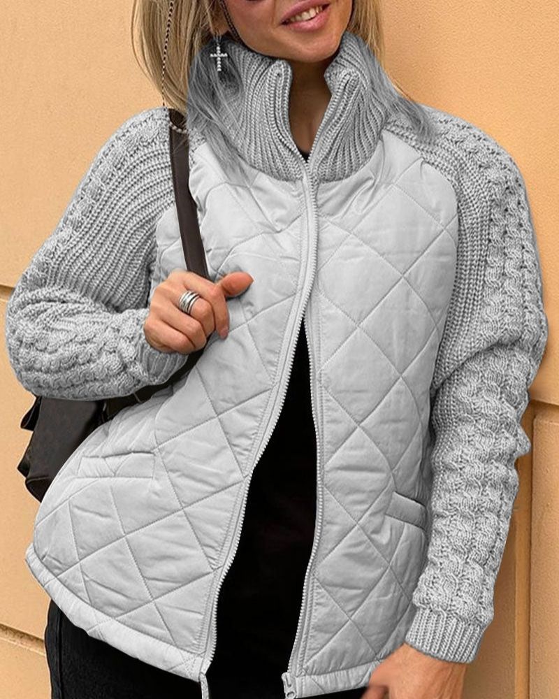 Ladies' Quilted Intermediate Jacket with Knitted Sleeves