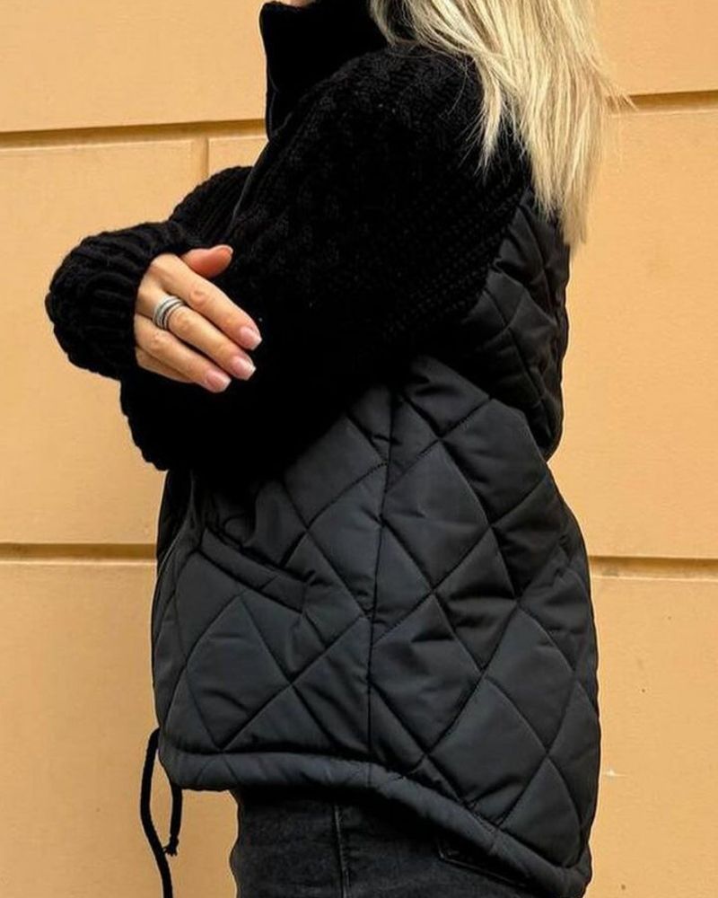 Ladies' Quilted Intermediate Jacket with Knitted Sleeves