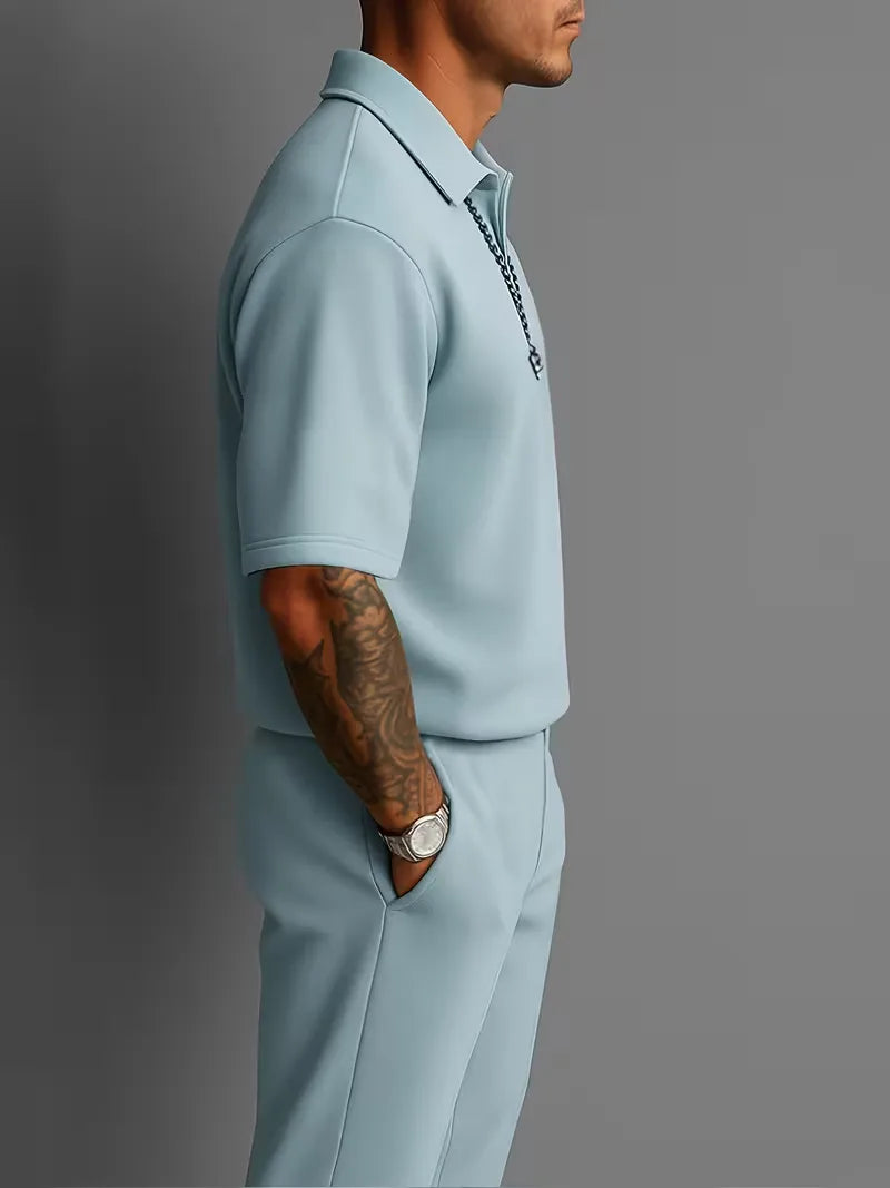 Men's Set with V-Neck and Straight Trousers