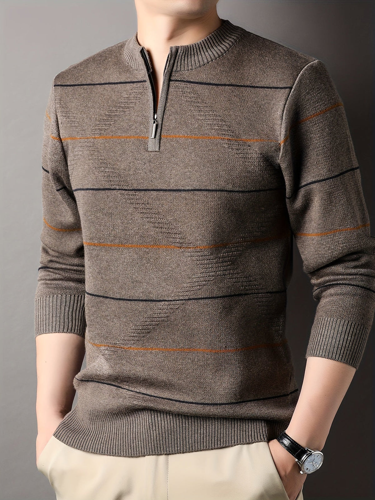 Tristan | Ribbed Knit Sweater with Half-Zip Design