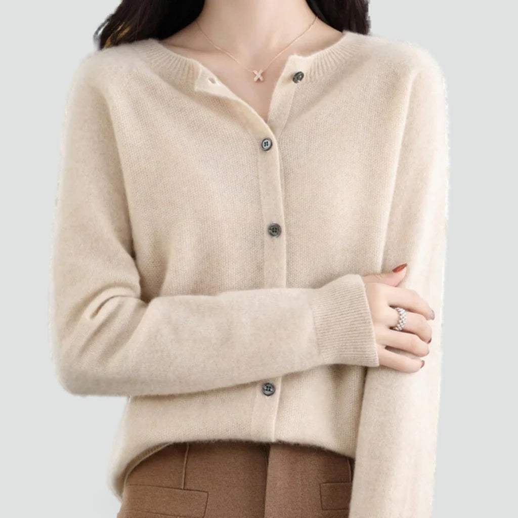 Cardigan for Women with Button Closure and Round Neck