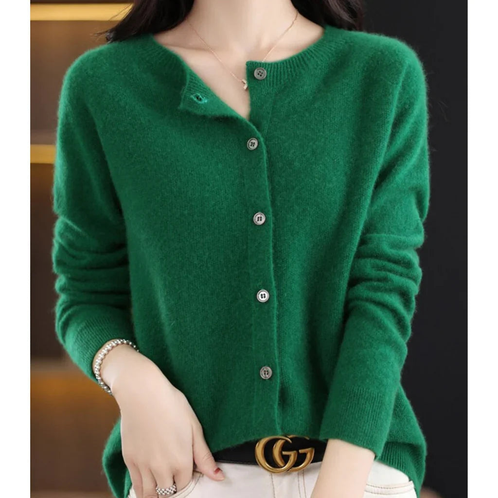 Cardigan for Women with Button Closure and Round Neck