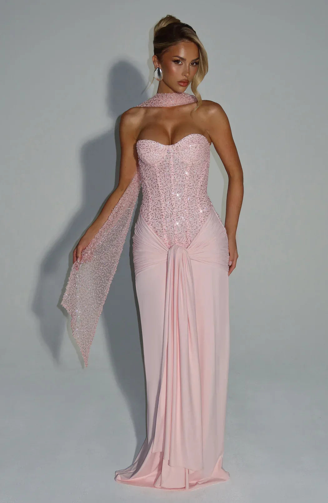 Strapless Evening Dress with Sequins for Ladies