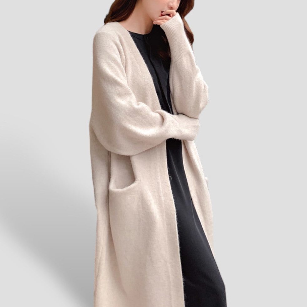 Women's Longline Cashmere Cardigan with Pockets