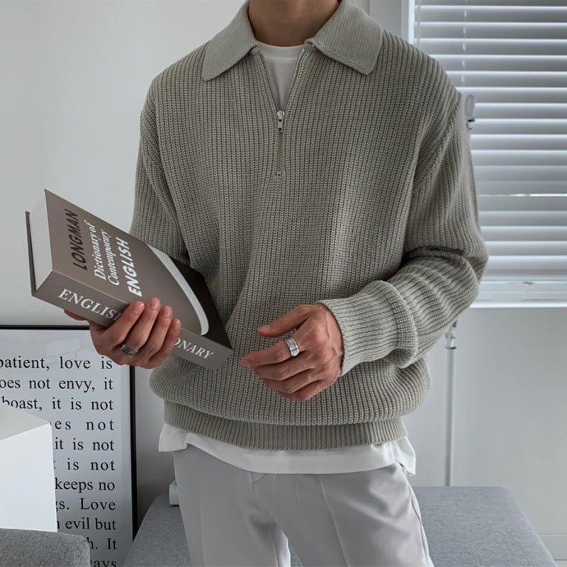 Classic Knitted Zip Jumper for Men with Relaxed Fit