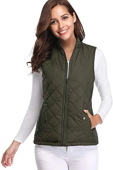 Women's Lightweight High Collar Padded Gilet for Winter
