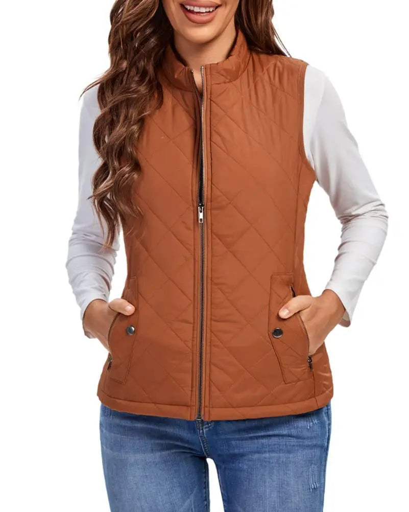 Women's Lightweight High Collar Padded Gilet for Winter