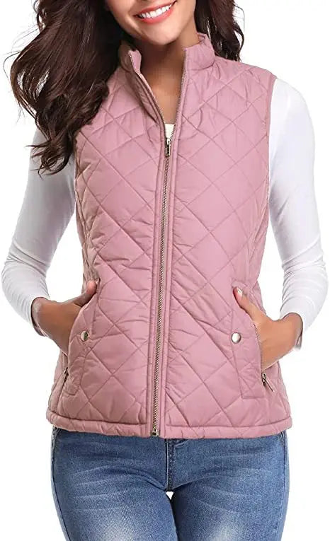 Women's Lightweight High Collar Padded Gilet for Winter