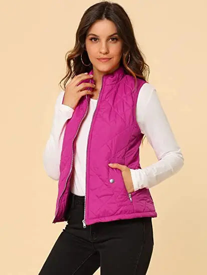 Women's Lightweight High Collar Padded Gilet for Winter
