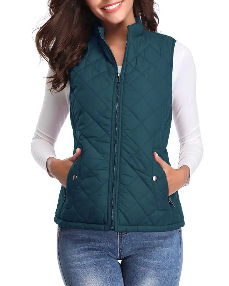 Women's Lightweight High Collar Padded Gilet for Winter