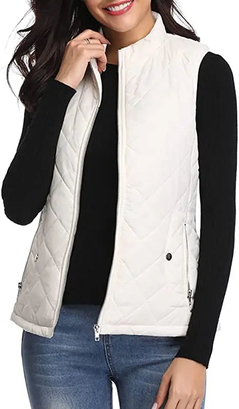 Women's Lightweight High Collar Padded Gilet for Winter