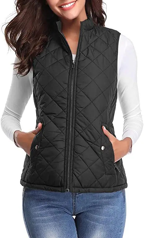 Women's Lightweight High Collar Padded Gilet for Winter