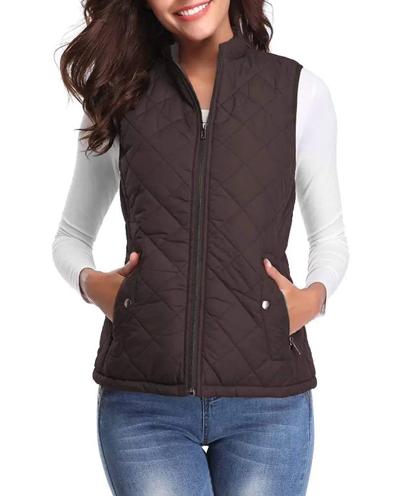 Women's Lightweight High Collar Padded Gilet for Winter